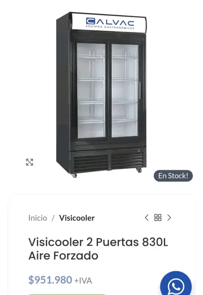 Vitrina refrigerada 2 puertas 830L mas congeladora - miniatura 1