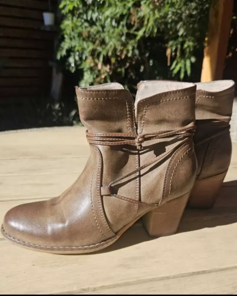 Botines talla 35 café de cuero - 1