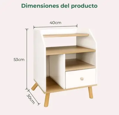 Velador  madera y blanco - miniatura 4