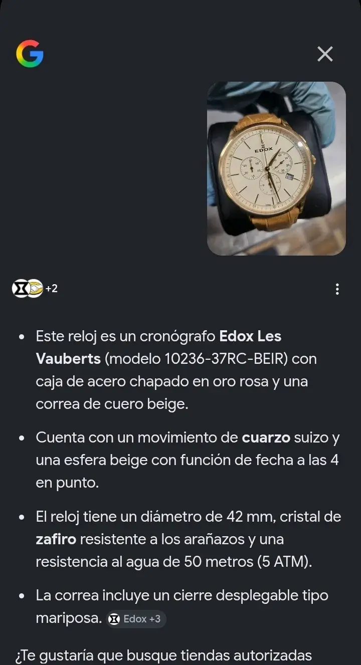 Reloj Edox dorado con cronógrafo - 6