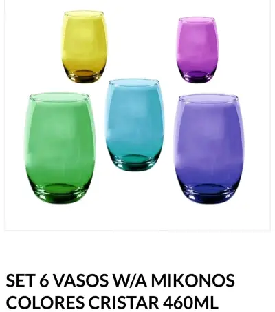 Set 6 vasos de colores Cristar - miniatura 1