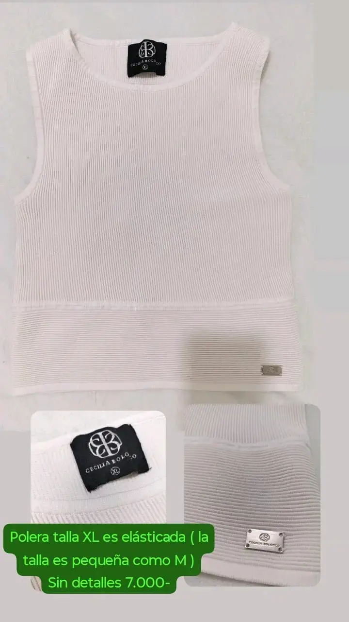 Polera blanca elástica talla XL