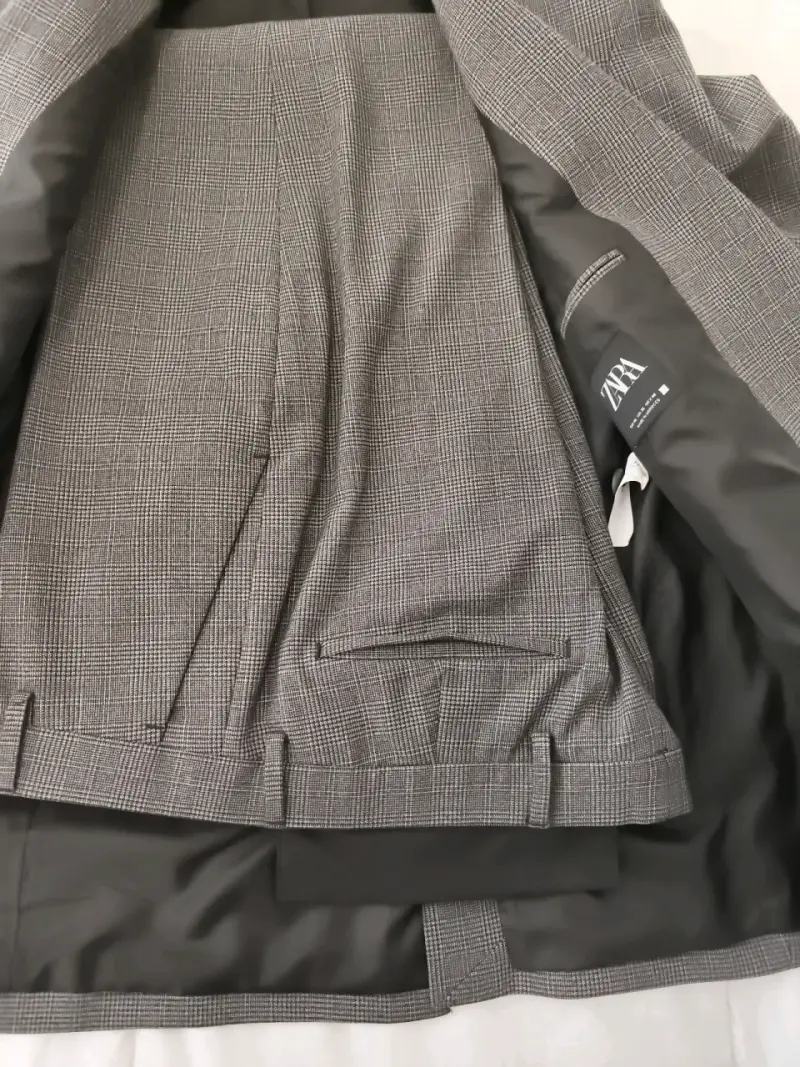 Traje café cuadros Zara - 1