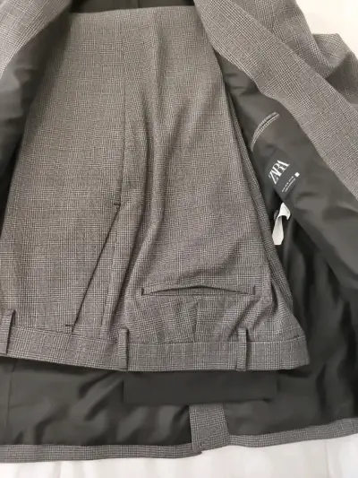 Traje café cuadros Zara - miniatura 1
