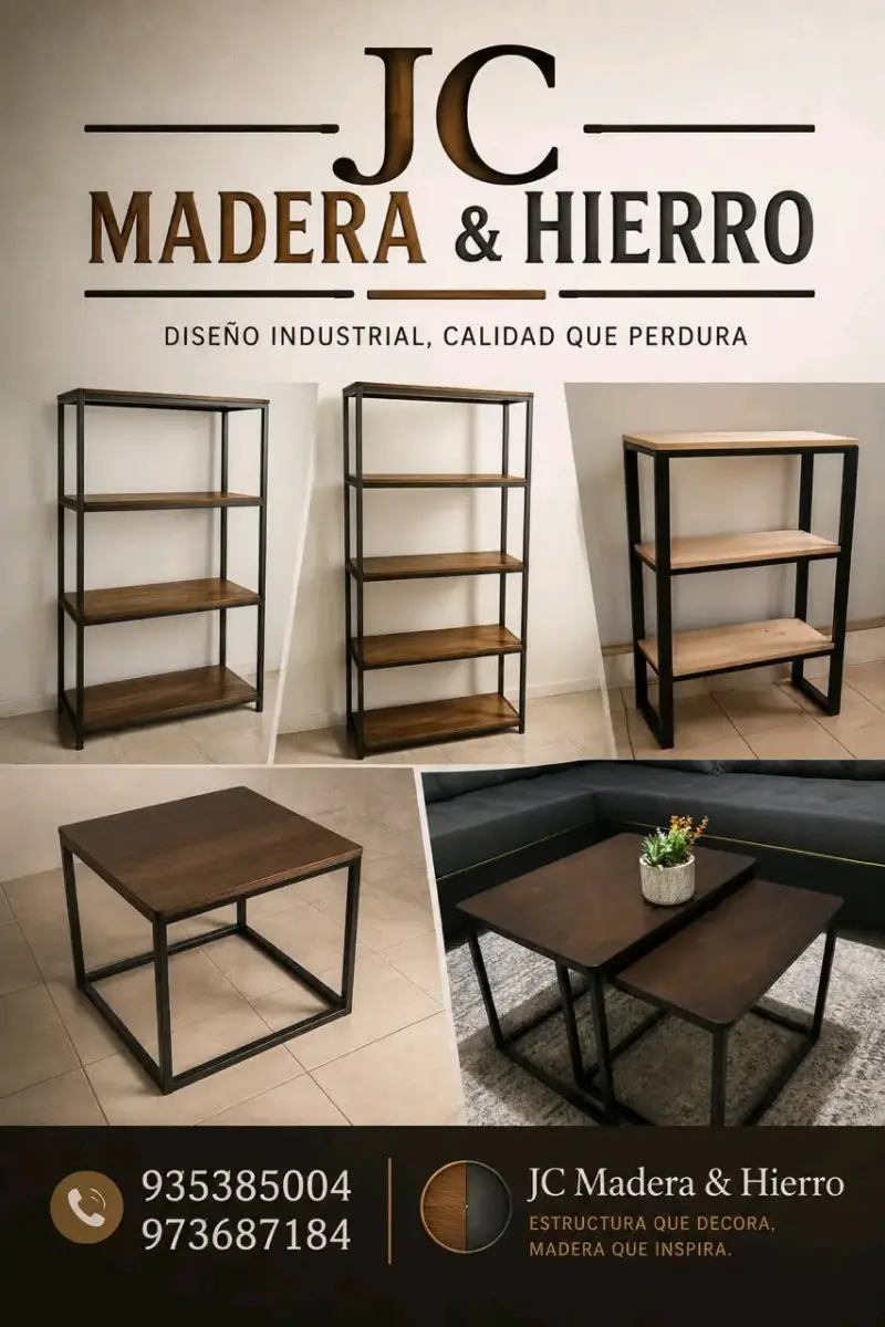 Lámpara de pie de madera y hierro - 3