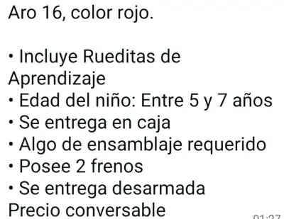 Bicicleta infantil roja con canasto - miniatura 2