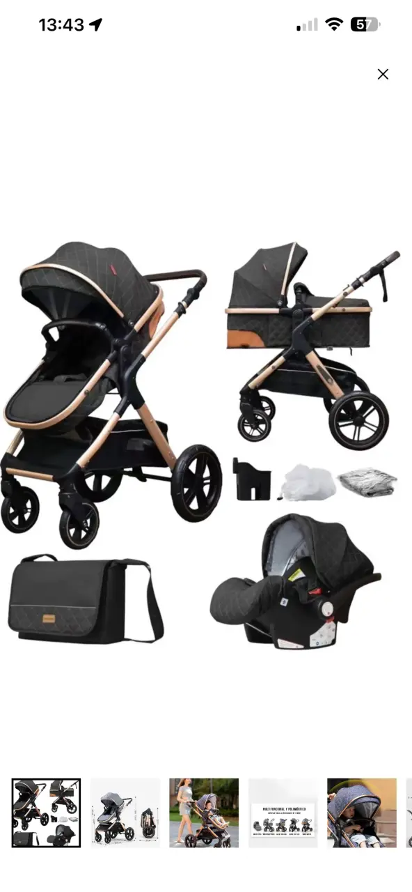Coche con Silla de auto para bebé gris - 4