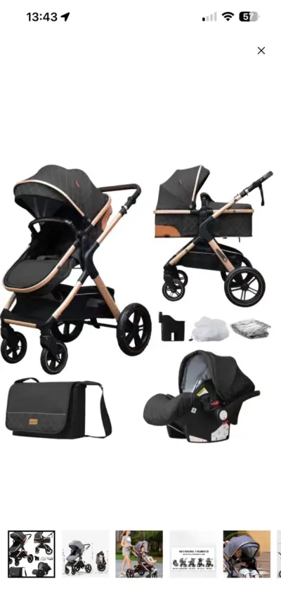 Coche con Silla de auto para bebé gris - miniatura 4