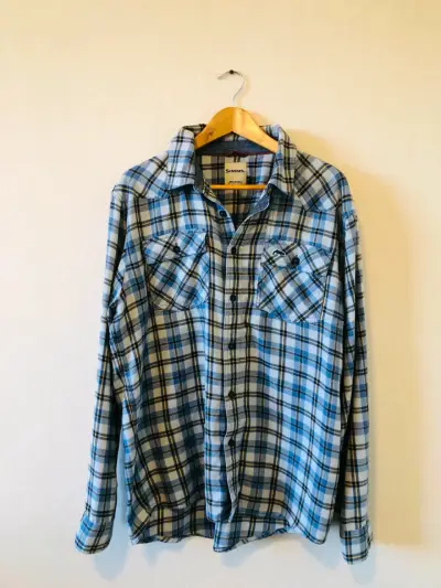 Camisa Simms de franela a cuadros azul - miniatura 1
