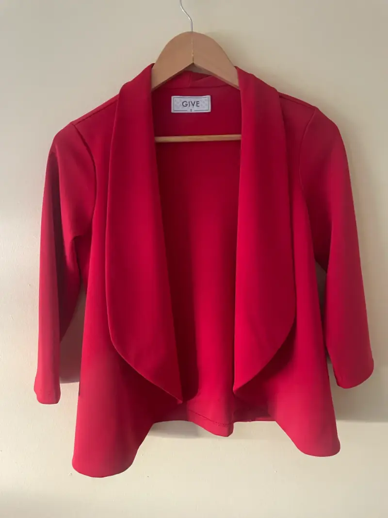Blazer rojo elegante manga 3/4 - 2