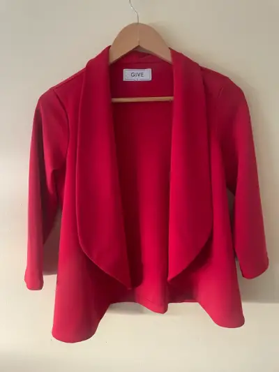 Blazer rojo elegante manga 3/4 - miniatura 2