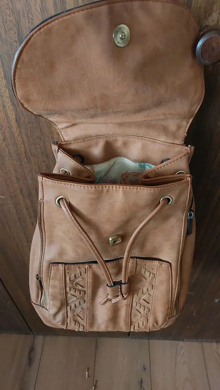 Mochila marrón "Danna" diseño trenzado - 2