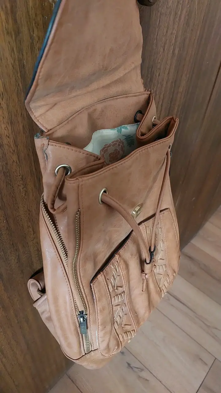Mochila marrón "Danna" diseño trenzado - 3