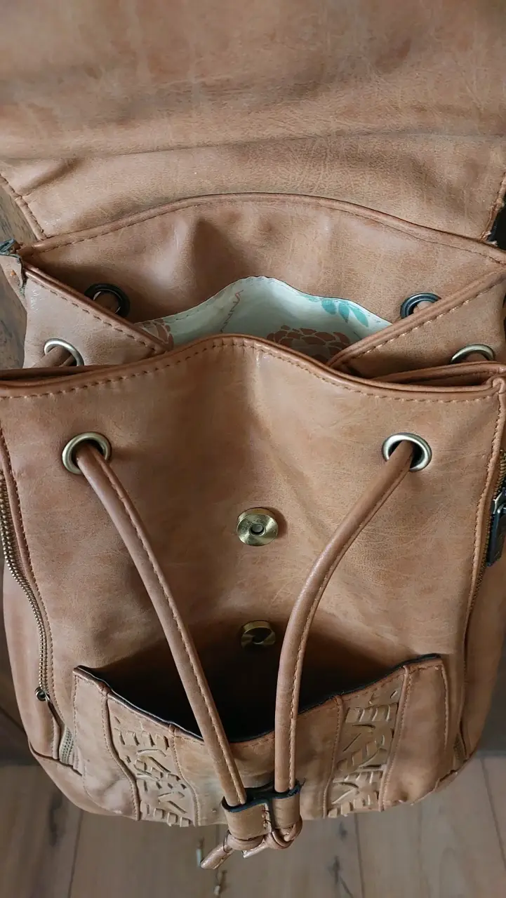 Mochila marrón "Danna" diseño trenzado - 4
