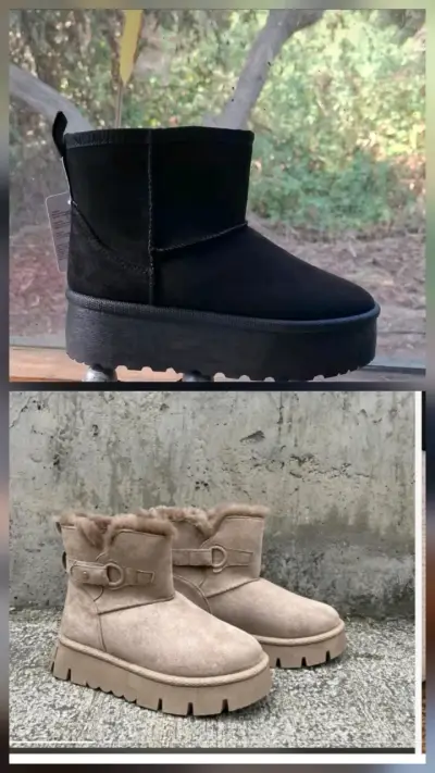 Botines de mujer negros y beige - miniatura 1