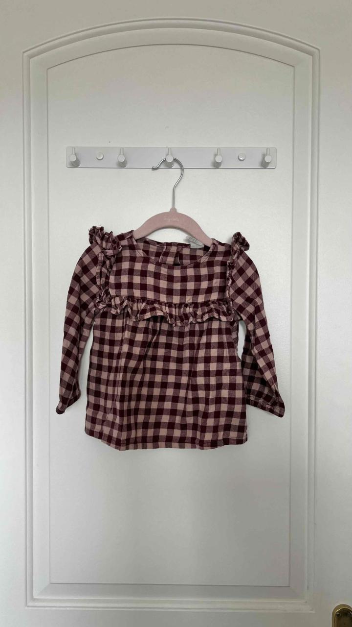 Blusa niña cuadrillé burdeos 12 meses - 1