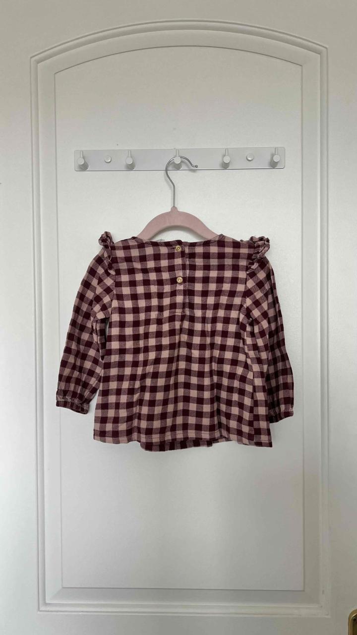 Blusa niña cuadrillé burdeos 12 meses - 2