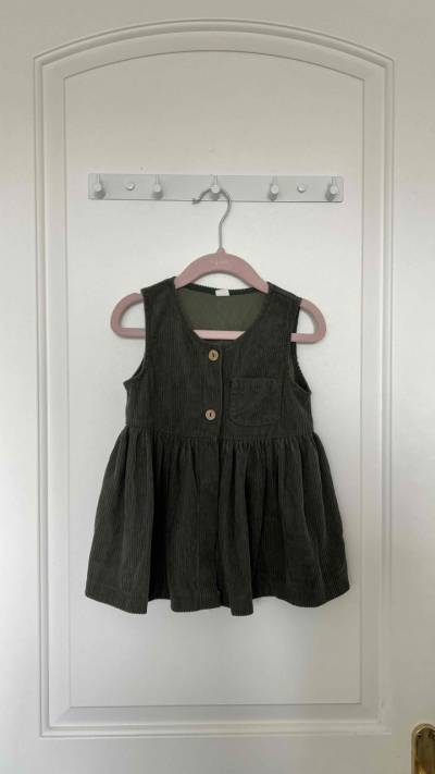 Vestido cotelé / pana verde niña talla 1-2 años - miniatura 1