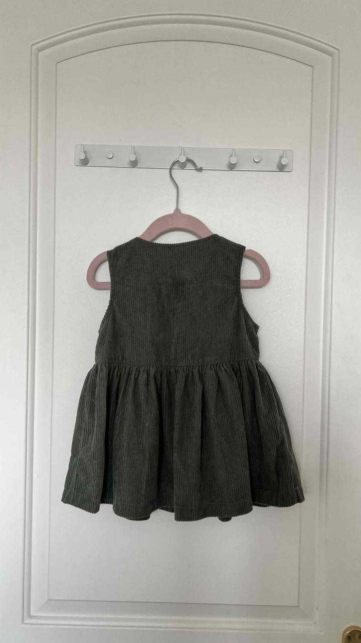 Vestido cotelé / pana verde niña talla 1-2 años - 2