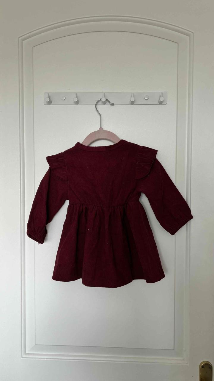 Vestido cotelé / pana burdeo niña 1-2 años - 2