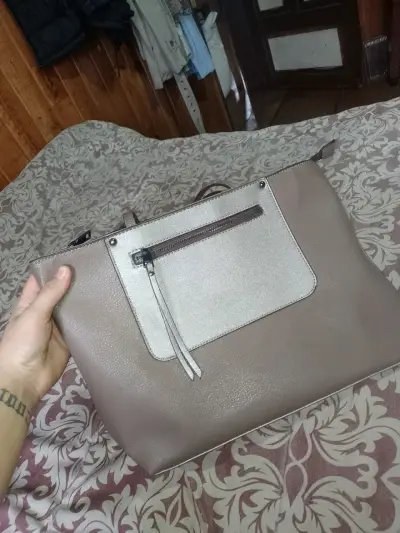 Cartera grande beige - miniatura 1