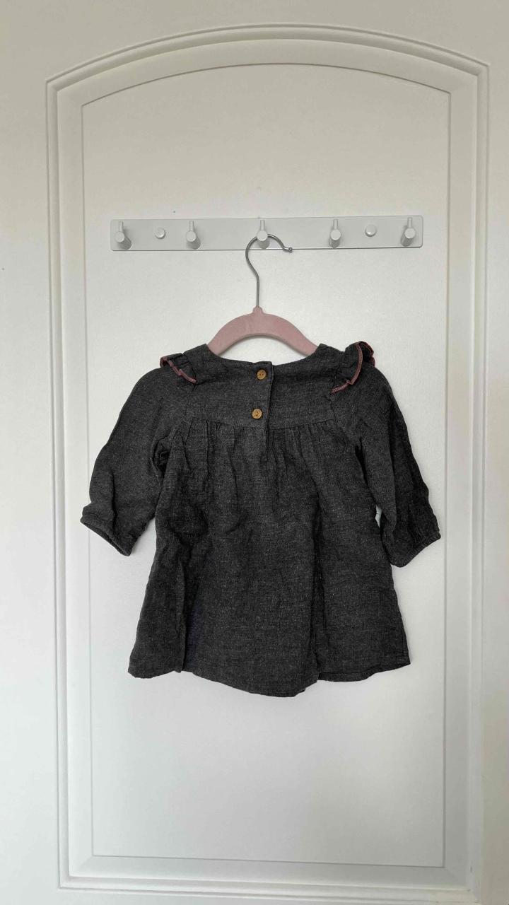 Vestido gris bordado niña 6 meses - 3