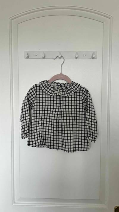 Blusa cuadrille negro con blanco niña talla 2 - miniatura 1