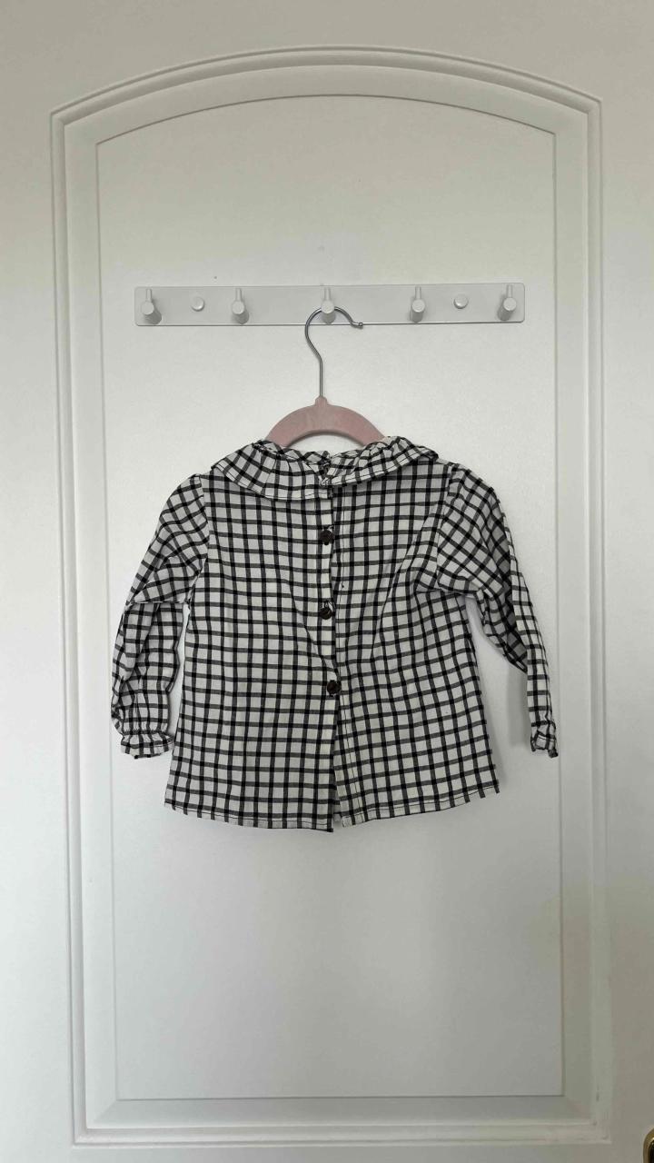 Blusa cuadrille negro con blanco niña talla 2 - 2