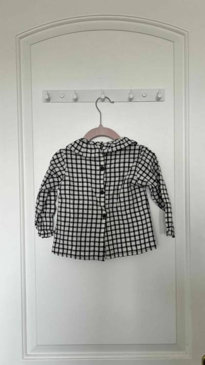 Blusa cuadrille negro con blanco niña talla 2 - miniatura 2