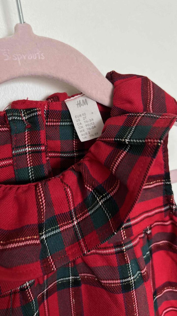 Vestido escocés rojo para niña 2 años. - 2