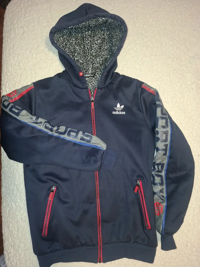 Polerón con capucha Adidas azul - 1