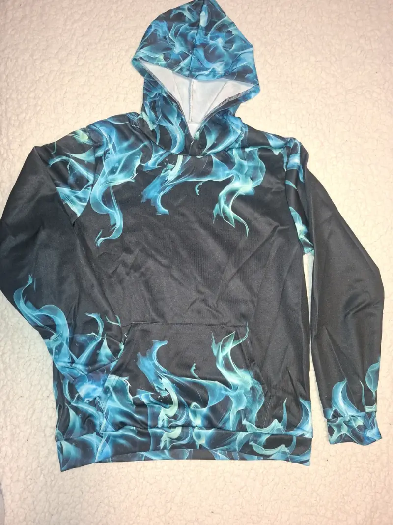 Polerón con capucha estampado azul