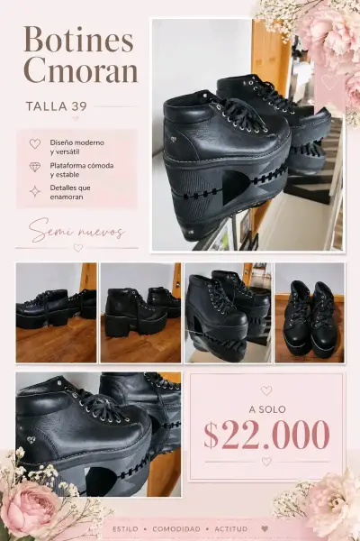Botines negros plataforma talla 39 - miniatura 1