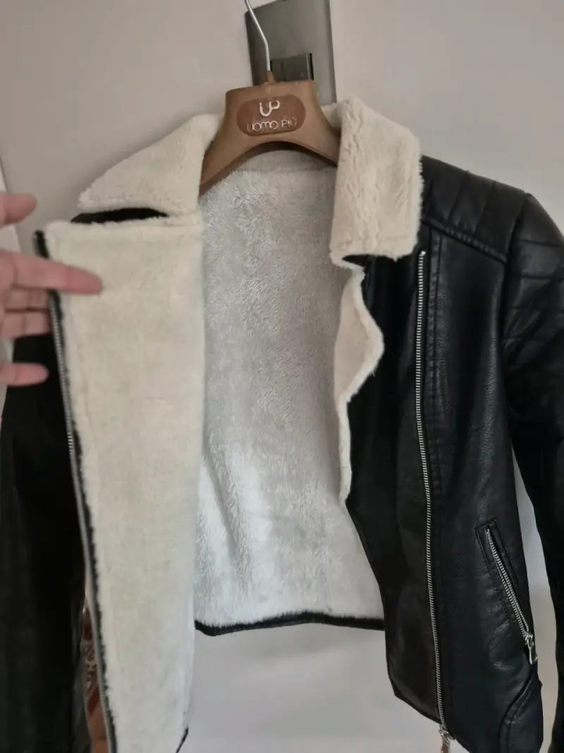 Chaqueta de cuero negra con forro - 3