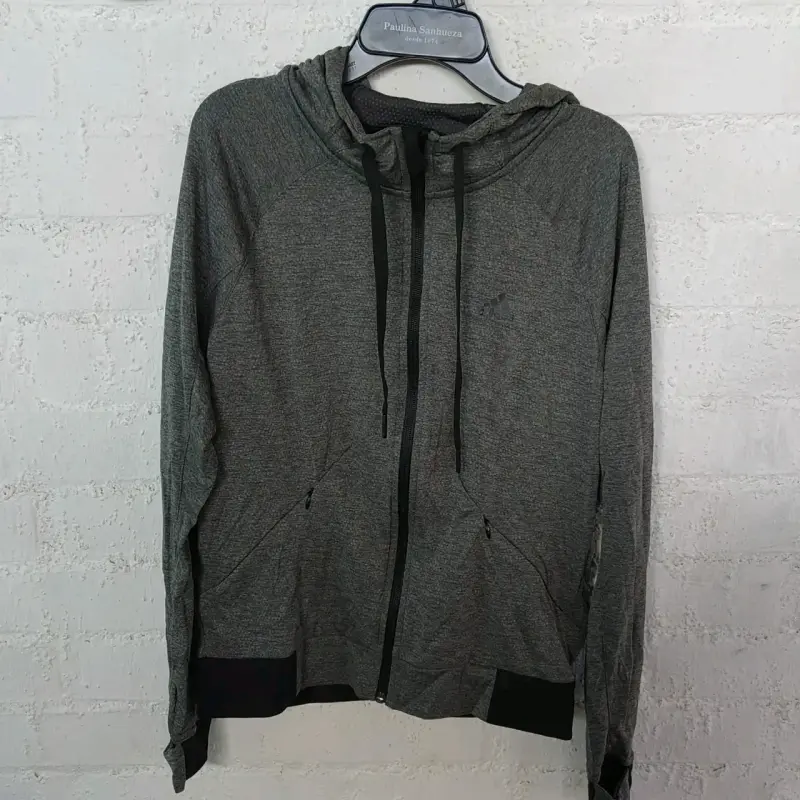 Polerón gris con capucha y cierre adidas - 1