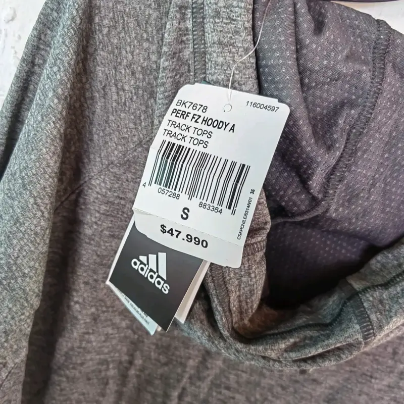 Polerón gris con capucha y cierre adidas - 3