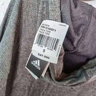 Polerón gris con capucha y cierre adidas - miniatura 3