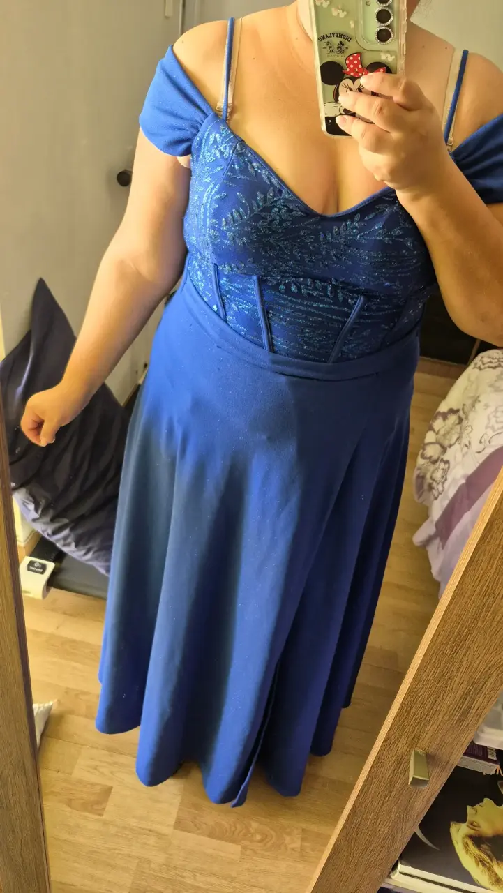 Vestido azul brillante con tirantes - 3