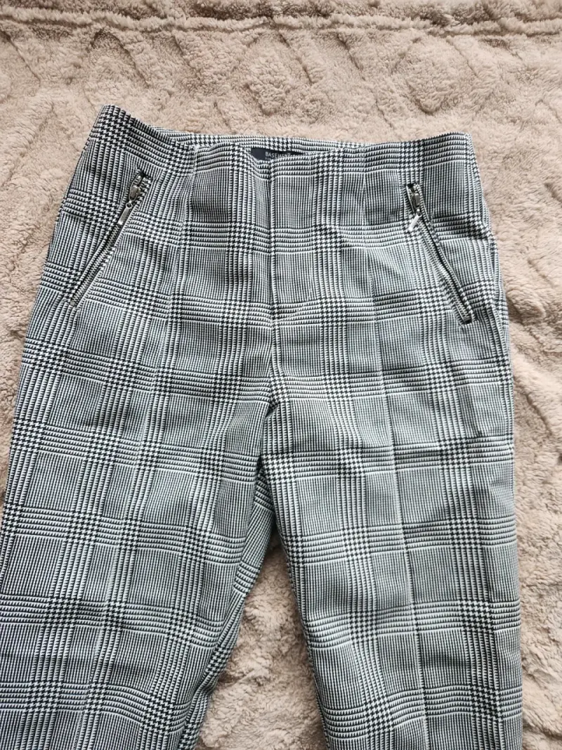 Pantalón a cuadros con cierre - 1