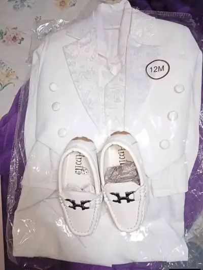 Conjunto de bautizo blanco 12M - miniatura 1