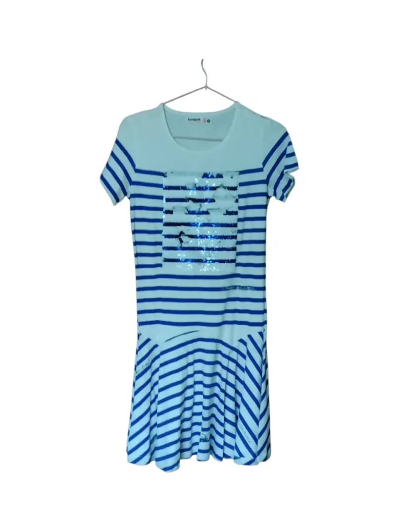 Vestido a rayas azul Desigual talla 13 - 2