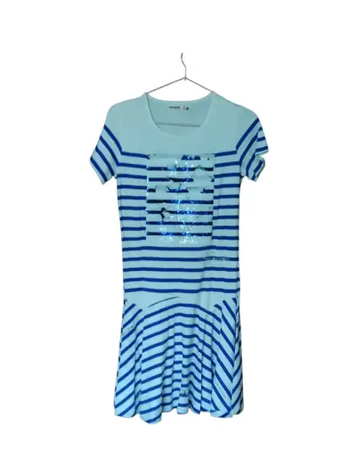 Vestido a rayas azul Desigual talla 13 - miniatura 2