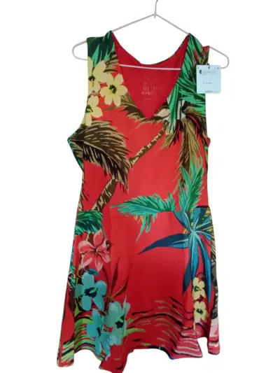 Vestido estampado tropical rojo Desigual - miniatura 2