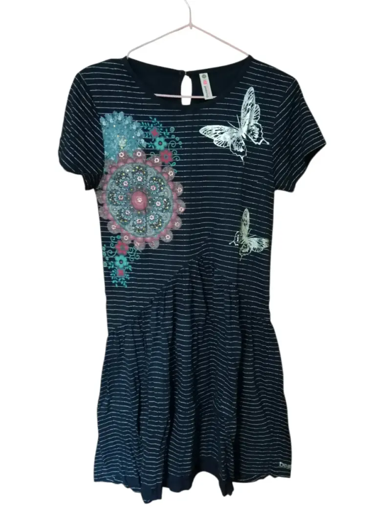 Vestido azul diseño floral marca Desigual - 1