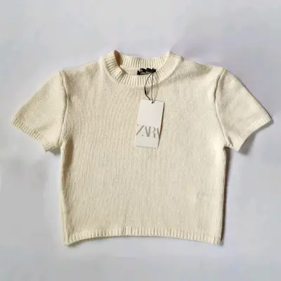 Polera blanca de punto Zara Retorno - miniatura 1
