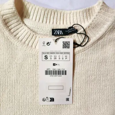 Polera blanca de punto Zara Retorno - miniatura 3