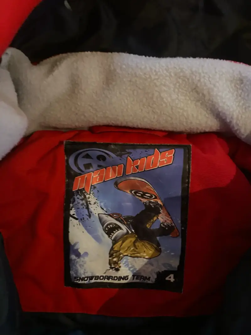 Mono de nieve infantil rojo y gris - 2