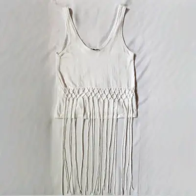 Top blanco con flecos - miniatura 1