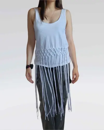 Top blanco con flecos - miniatura 4