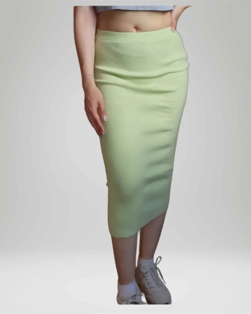 Falda lápiz verde limón - 4